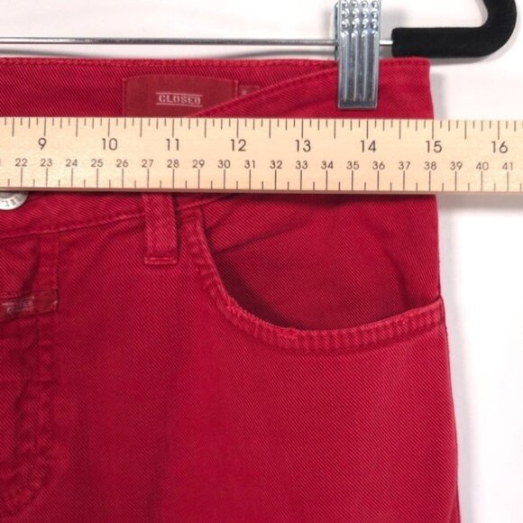 Closed ITALY🇮🇹MADE Holly Moto Jeans Women's 27 Red Ankle Zip Mid Rise - Picture 5 of 14